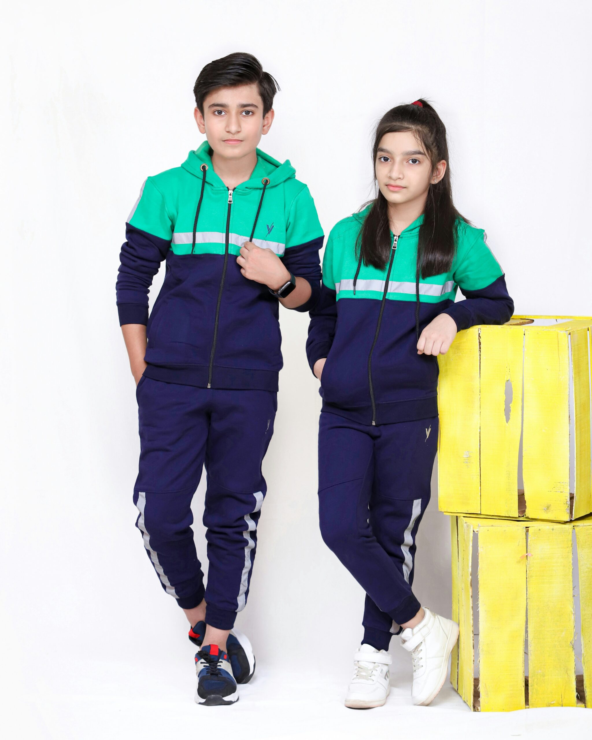 Custom tracksuit set with coordinated jacket and jogger-style trousers