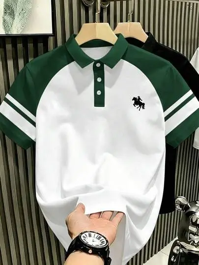 Classic custom cotton pique polo shirt with rib collar and button placket