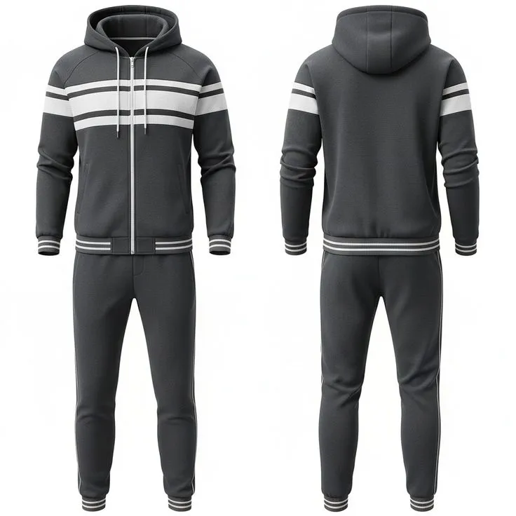 Classic custom full zip tracksuit with matching jacket and tapered trousers