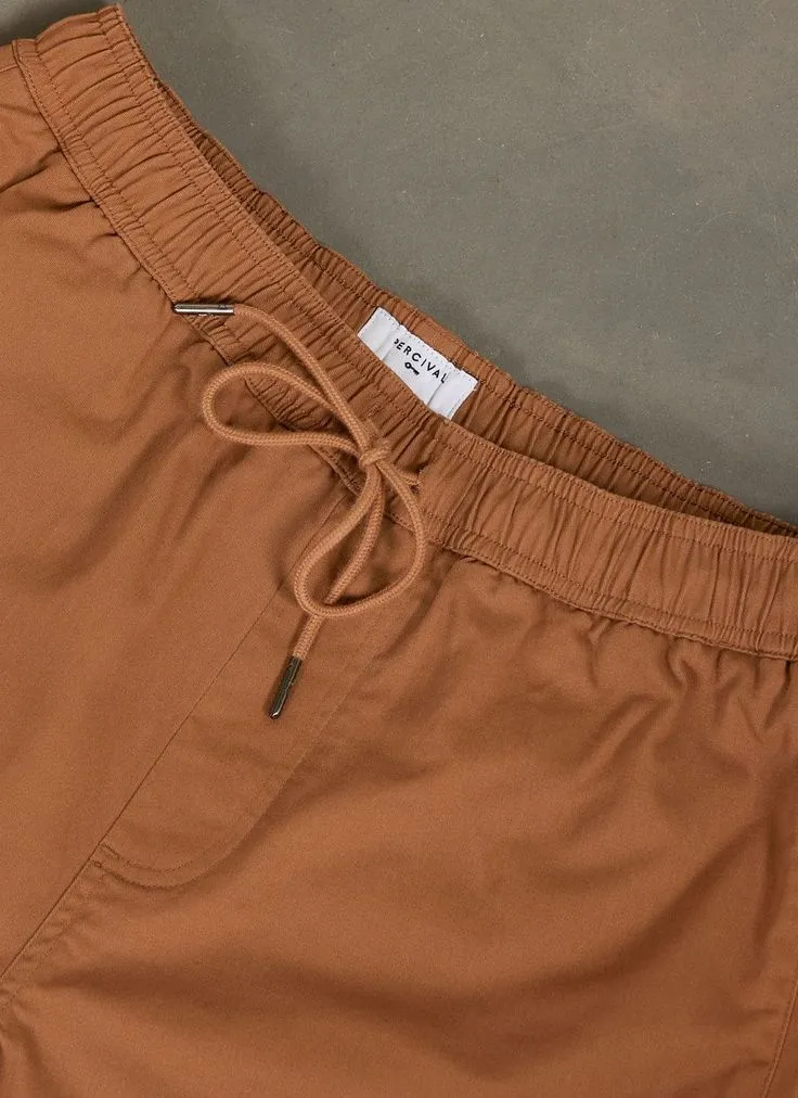 Close view of casual shorts fabric stitching pocket bag and inside finishing