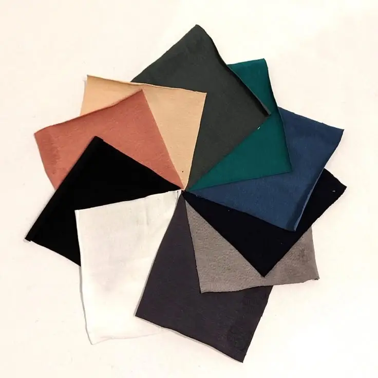 Cotton jersey and blended T-shirt fabric swatches in different weights and textures