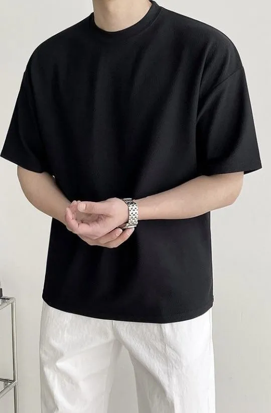 Custom crew neck T-shirt with clean rib neckline and regular fit