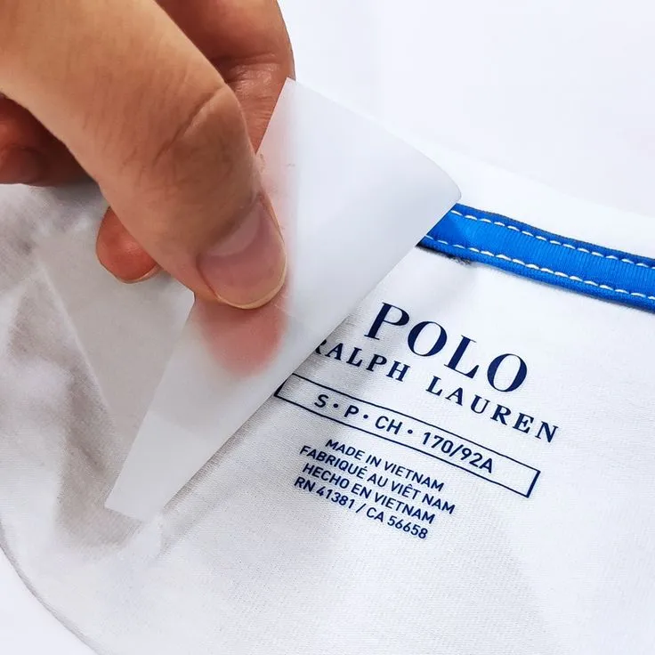 Custom neck label hang tag and packaging for private label polo shirts