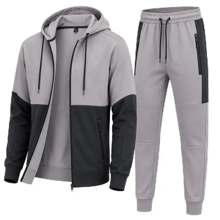 Custom hooded tracksuit set with coordinated zip top and jogger-style trousers