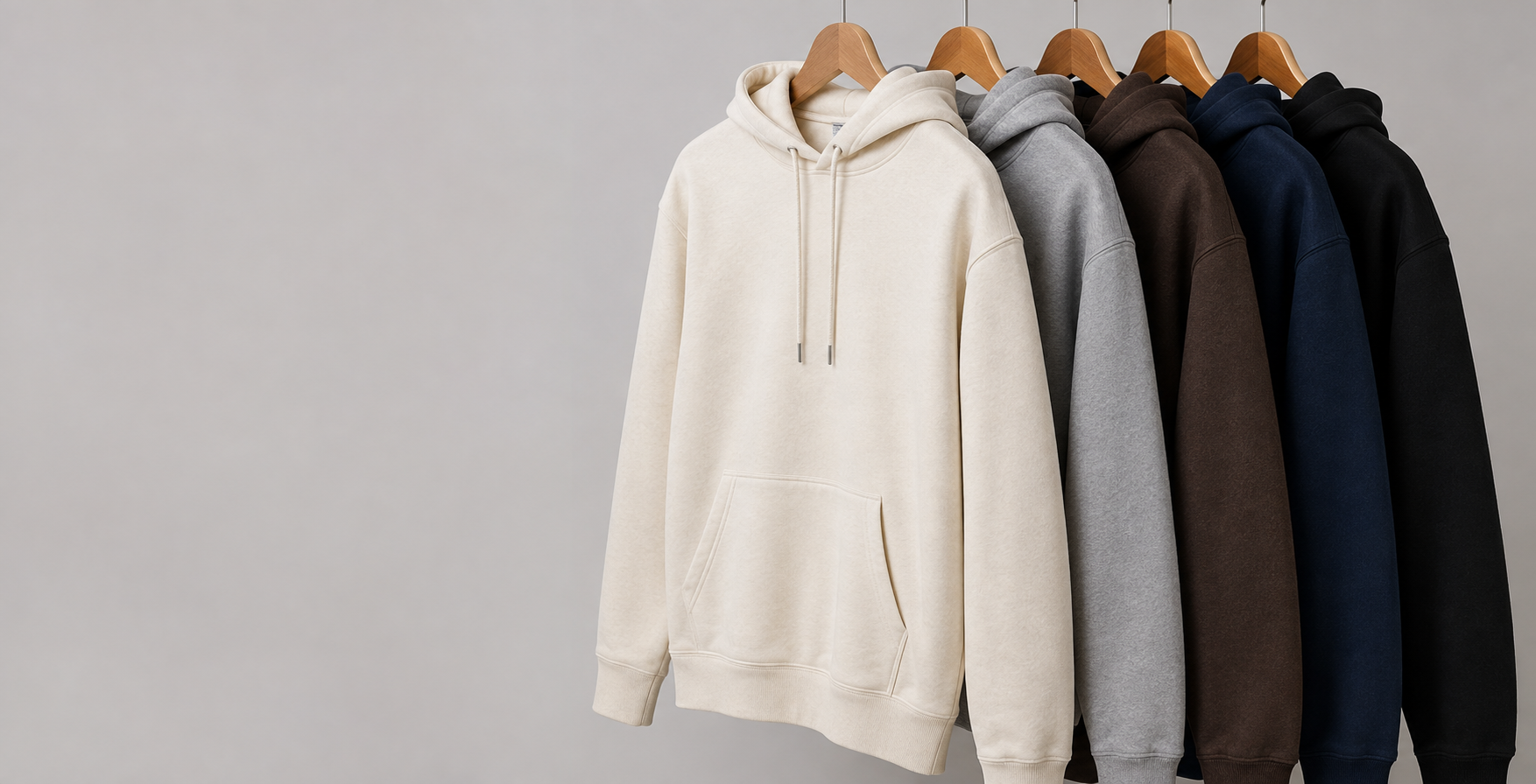 Custom private label hoodies displayed for product development in Sialkot Pakistan