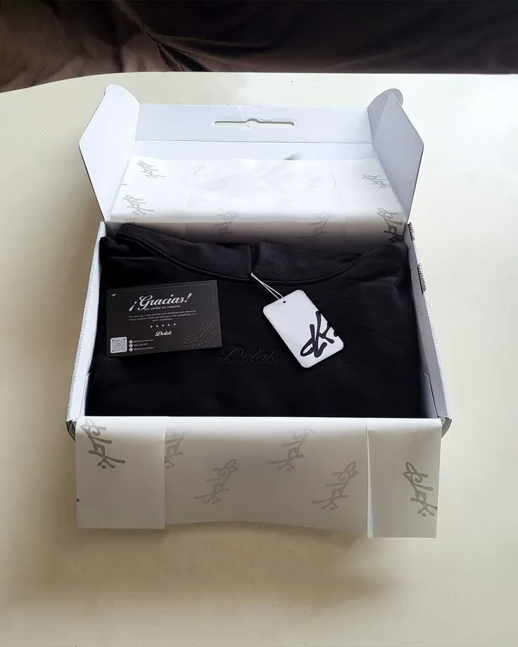 Private label hoodie with custom neck label hang tag and branded packaging