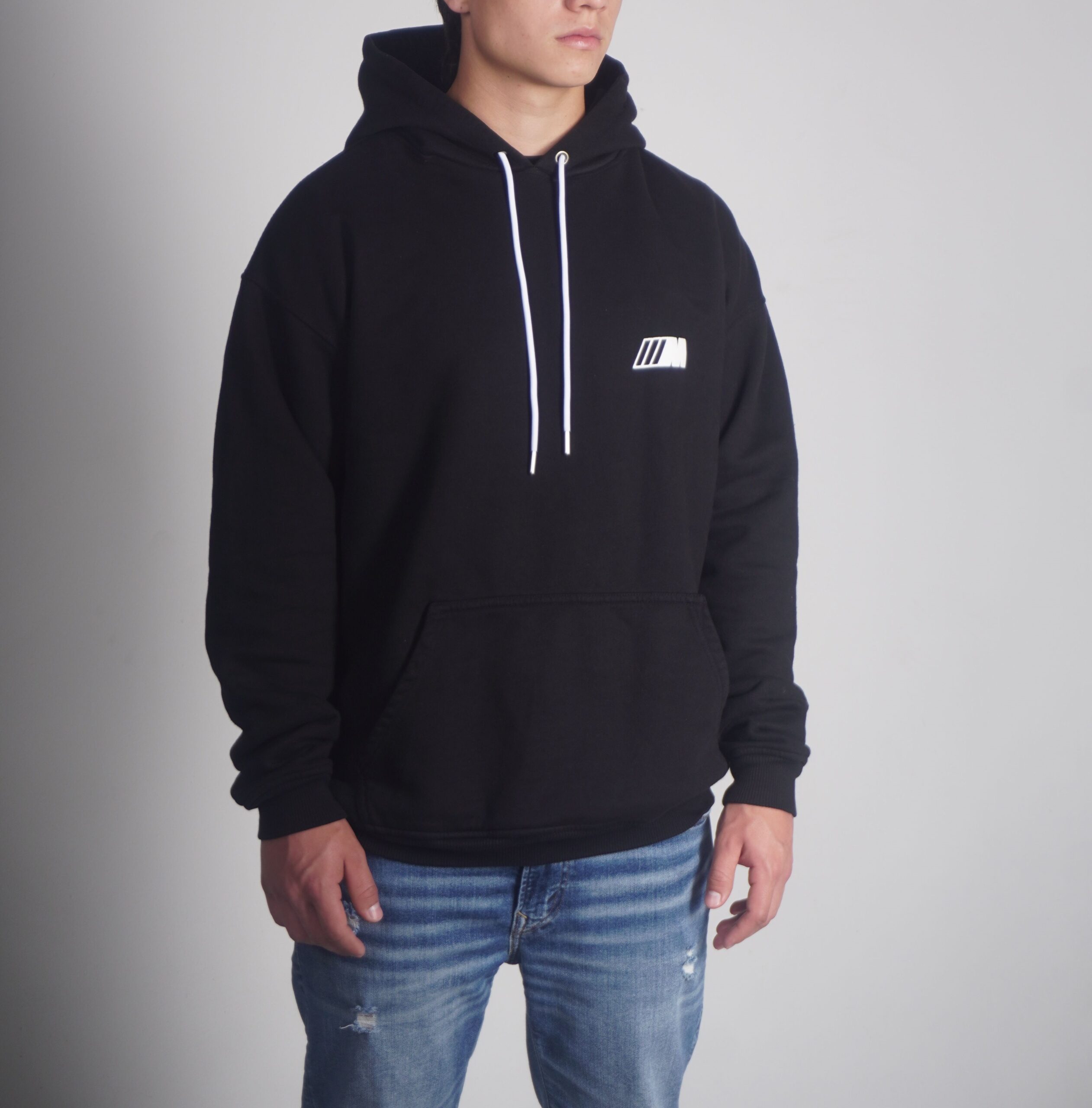 Custom pullover hoodie showing balanced hood body and kangaroo pocket proportions