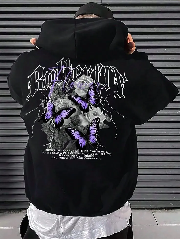 Custom heavyweight graphic streetwear hoodie with oversized fit and branded details